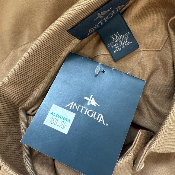 Antigua Pima Cotton Brown Short Sleeve Polo Shirt (XXL) - Picture 7 of 8